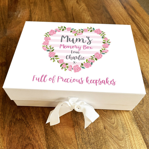 Mum's Memory Box Pink Rose Mother's Day Birthday Keepsake Memory Hamper Gift Box