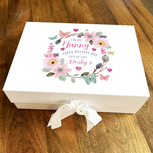 Nanny Flower Butterfly Mother's Day Personalised Keepsake Memory Hamper Gift Box