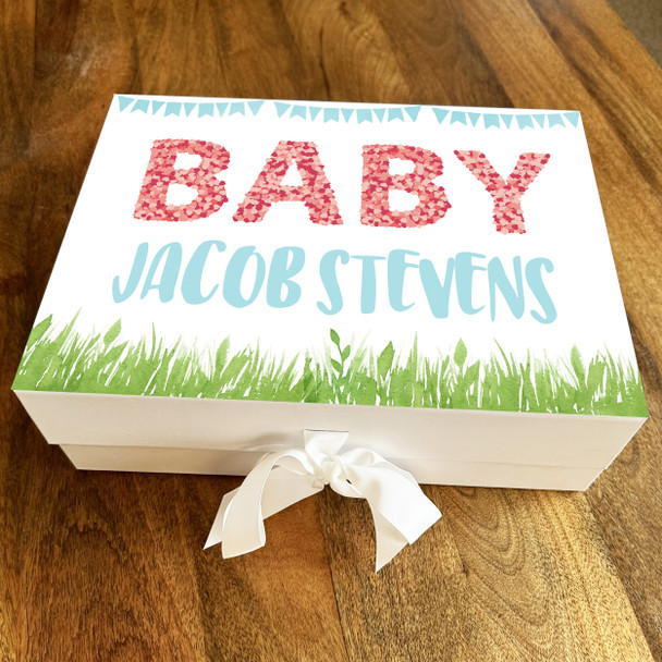 New Baby Heart Letters Personalised Keepsake Memory Hamper Baby Shower Gift Box