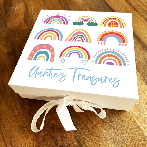 Rainbow Auntie's Treasures Personalised Square Keepsake Memory Hamper Gift Box