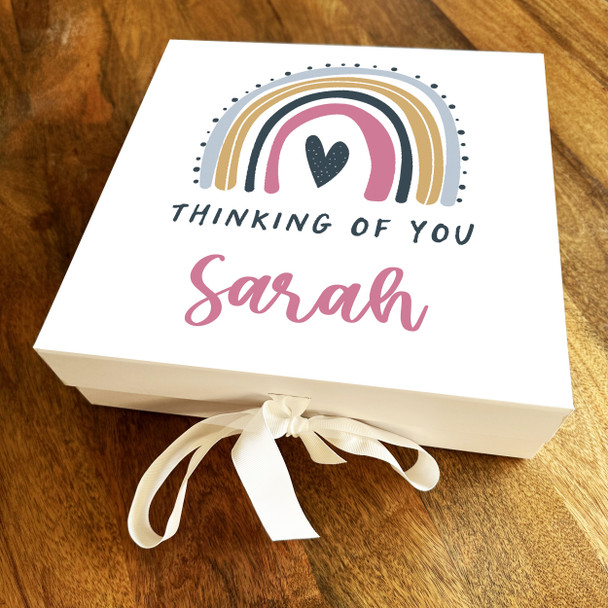 Thinking Of You Rainbow Personalised Square Keepsake Memory Hamper Gift Box