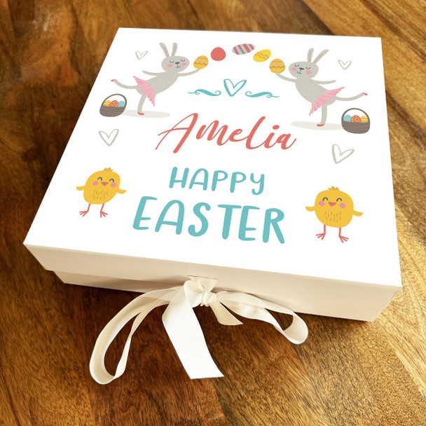 Happy Easter Bunny Personalised Square Chocolate Treats Sweets Hamper Gift Box