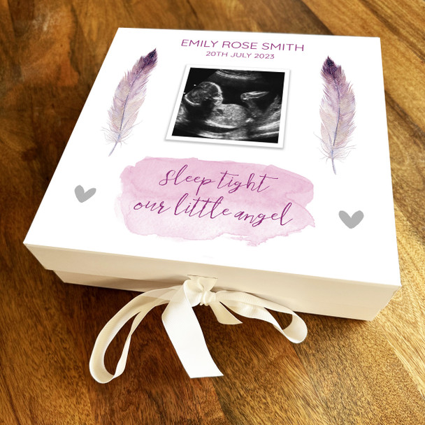 Baby Girl Loss Memorial Pink Photo Miscarriage Square Memory Keepsake Box