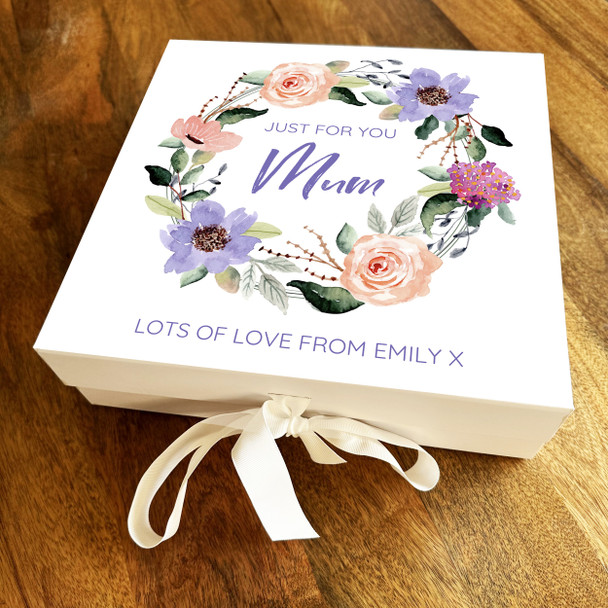 Mum Flower Wreath Mother's Day Birthday Square Keepsake Memory Hamper Gift Box