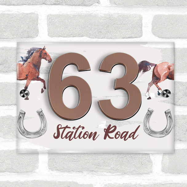 Horse Brown Horse Riding Stables Acrylic House Address Sign Door Number Plaque
