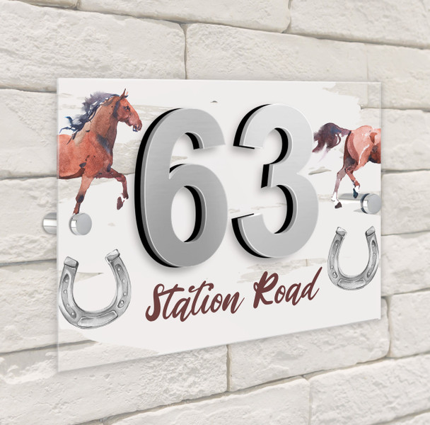 Horse Brown Horse Riding Stables Acrylic House Address Sign Door Number Plaque