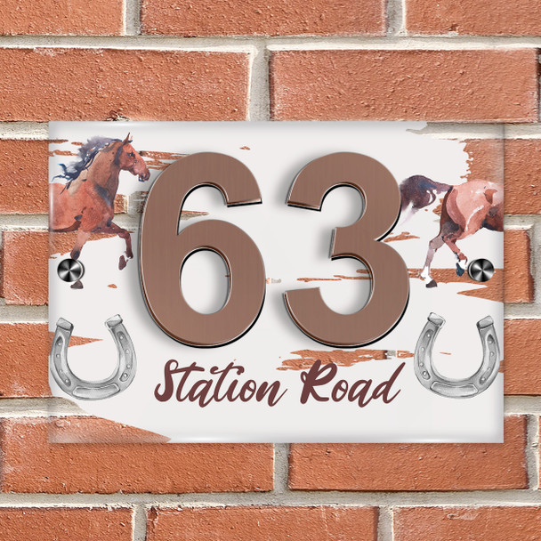 Horse Brown Horse Riding Stables Acrylic House Address Sign Door Number Plaque