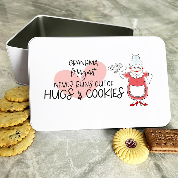 Personalised Funny Grandma Holding Cookies Heart Cake Treat Sweets Biscuit Tin
