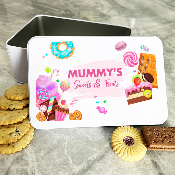 Personalised Mummy's Sweets & Treats Bright Bakes Biscuit Sweets Cake Treat Tin