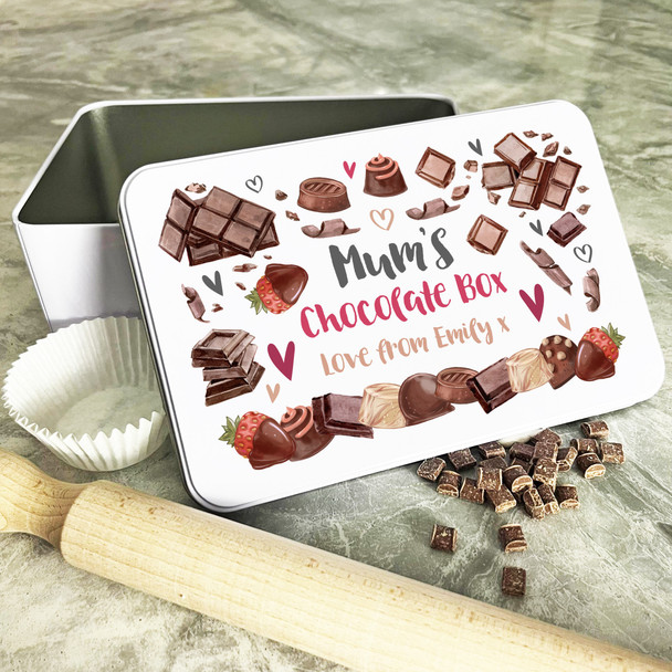 Personalised Mum's Chocolate Box Biscuit Sweets Cake Treat Cake Tin
