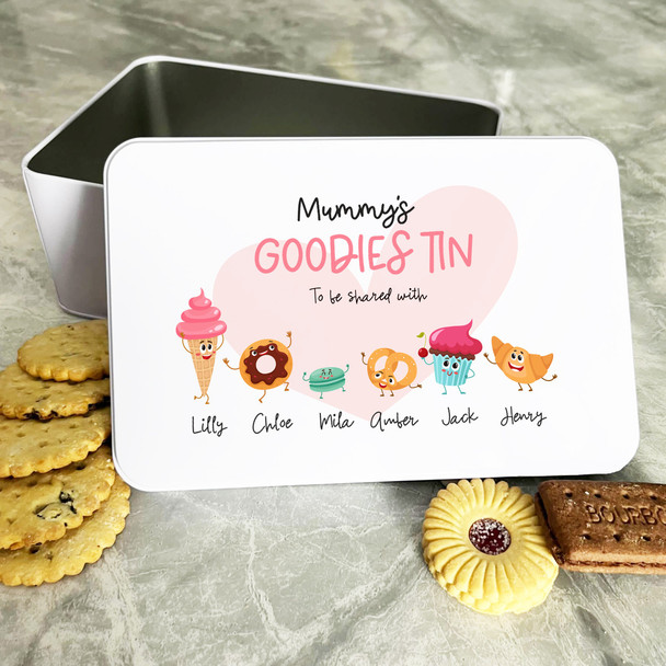 Personalised Pastry Characters Pink Mummys Goodies Biscuit Sweets Cake Treat Tin