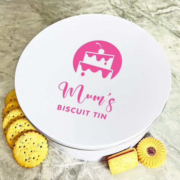 Personalised Round Biscuit Baking Sweets Cake With Cherry Drip Mums Biscuit Tin