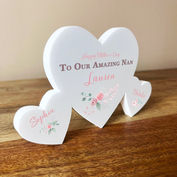 Mother's Day Nan Floral Family Hearts 2 Small Personalised Gift Acrylic Ornament