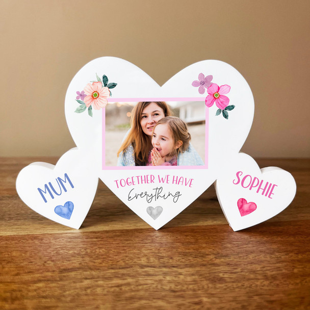 Mum Together Photo Family Hearts 2 Small Personalised Gift Acrylic Ornament