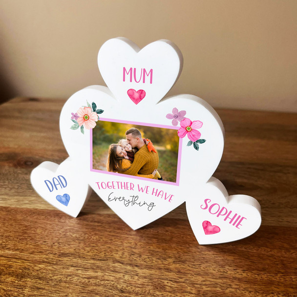 Mum Together Photo Family Hearts 3 Small Personalised Gift Acrylic Ornament