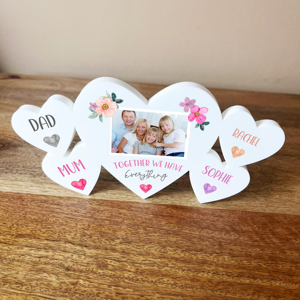 Mum Together Photo Family Hearts 4 Small Personalised Gift Acrylic Ornament