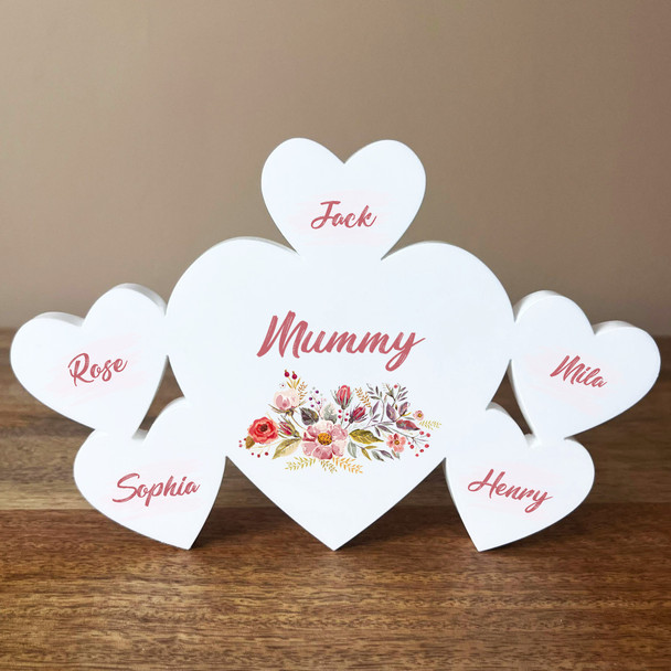 Watercolor Floral Mum Mummy Family Hearts 5 Small Personalised Acrylic Gift