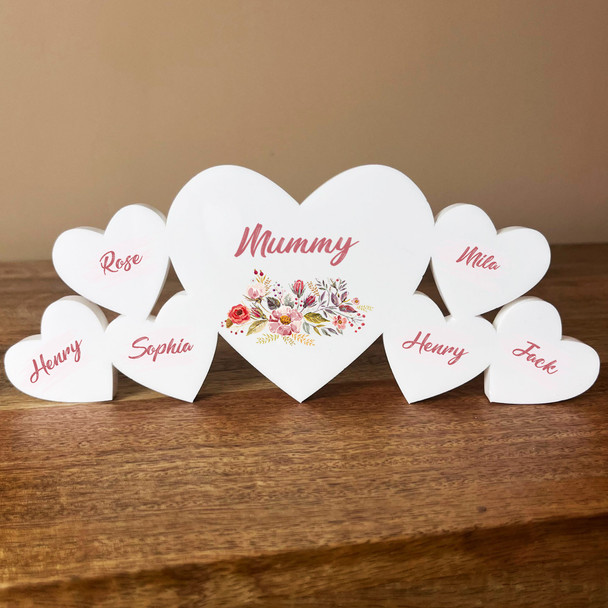 Watercolor Floral Mum Mummy Family Hearts 6 Small Personalised Acrylic Gift