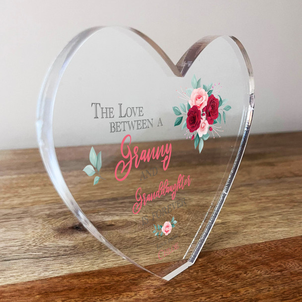 Granny Granddaughter Roses Clear Heart Shaped Personalised Gift Acrylic Ornament