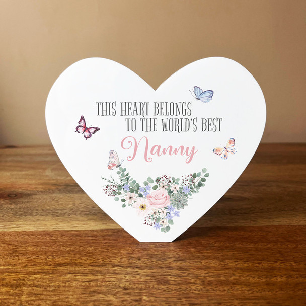 Flower Bouquet With Butterflies Nanny Heart Shaped Personalised Acrylic Gift
