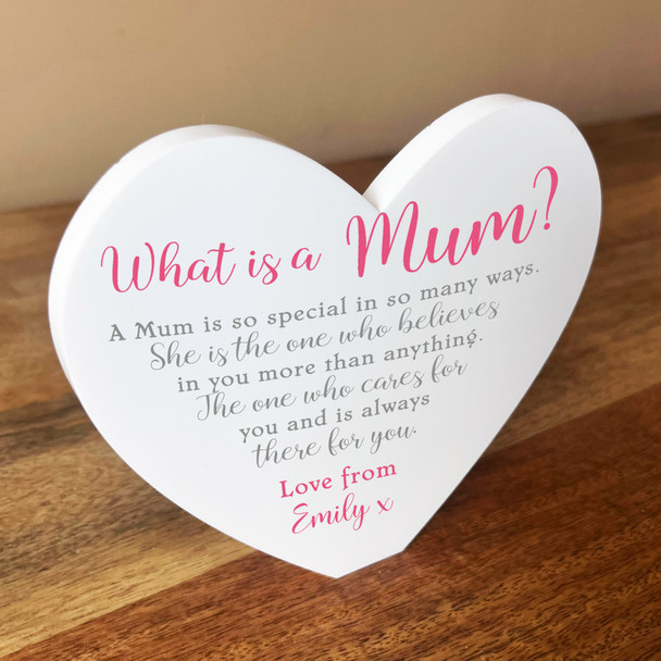 What Is A Mum Poem Heart Shaped Personalised Gift Acrylic Block Ornament