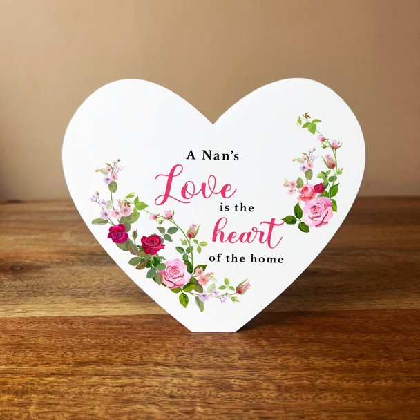 Nan Pink Roses Heart Shaped Personalised Gift Acrylic Block Ornament