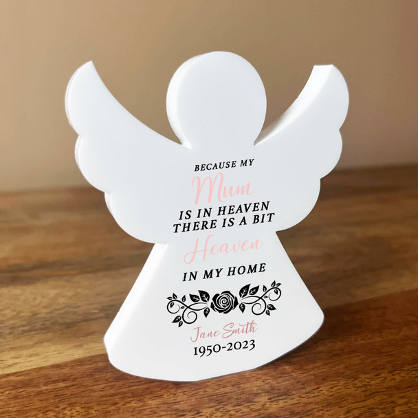 Angel Black Flower Mum Personalised In Memory Memorial Gift Acrylic Ornament