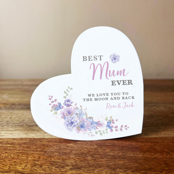 Best Mum Pastel Purple Flowers Tilted Heart Personalised Gift Acrylic Ornament