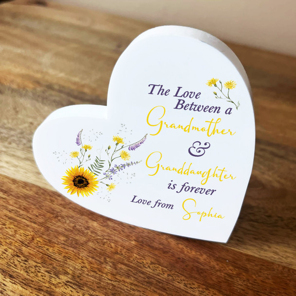 Grandmother Grandaughter SunFloral Tilted Heart Personalised Acrylic Gift