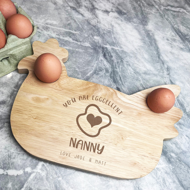 Eggcellent Nanny Heart Yolk Personalised Gift Eggs Toast Chicken Breakfast Board