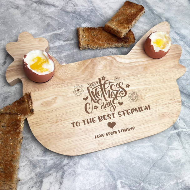 Happy Mother's Day Stepmum Personalised Gift Eggs Toast Chicken Breakfast Board