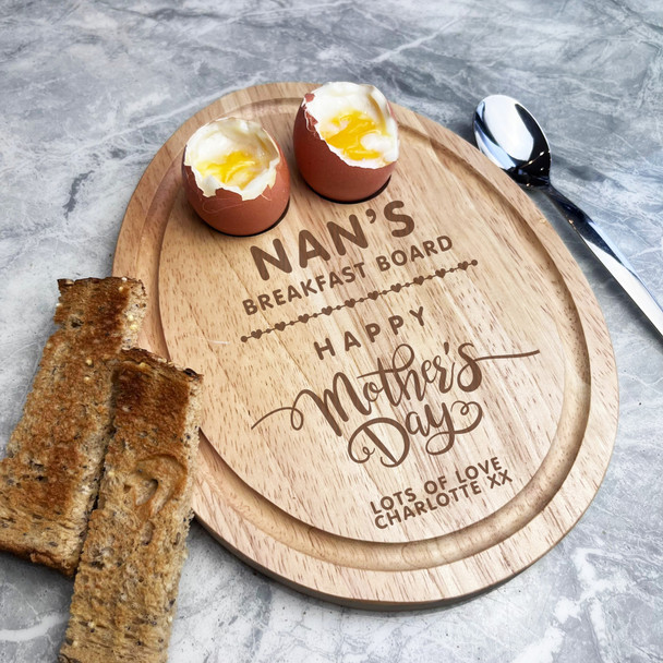 Nan's Breakfast Board Mother's Day Personalised Gift Toast Egg Breakfast Board