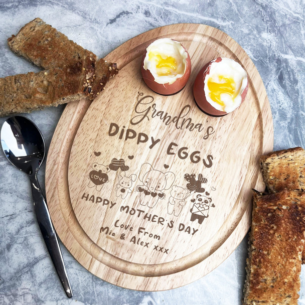 Grandma's Dippy Eggs Mother's Day Personalised Gift Toast Egg Breakfast Board