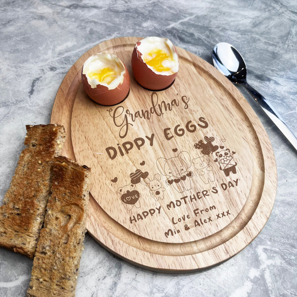 Grandma's Dippy Eggs Mother's Day Personalised Gift Toast Egg Breakfast Board