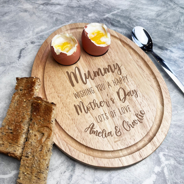 Mummy Wishing You A Mother's Day Personalised Gift Toast Egg Breakfast Board