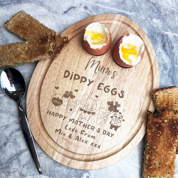 Mum's Dippy Eggs Personalised Gift Toast Soldiers Egg Shaped Breakfast Board