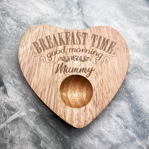 Breakfast Time Mummy Personalised Gift Heart Shaped Breakfast Egg Holder Board