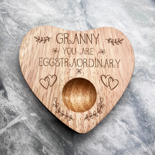 Granny Eggstraordinary Personalised Gift Heart Breakfast Egg Holder Board