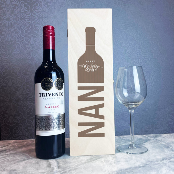 Nan Wine Bottle Personalised Gift Hinged Wooden Single Wine Bottle Box