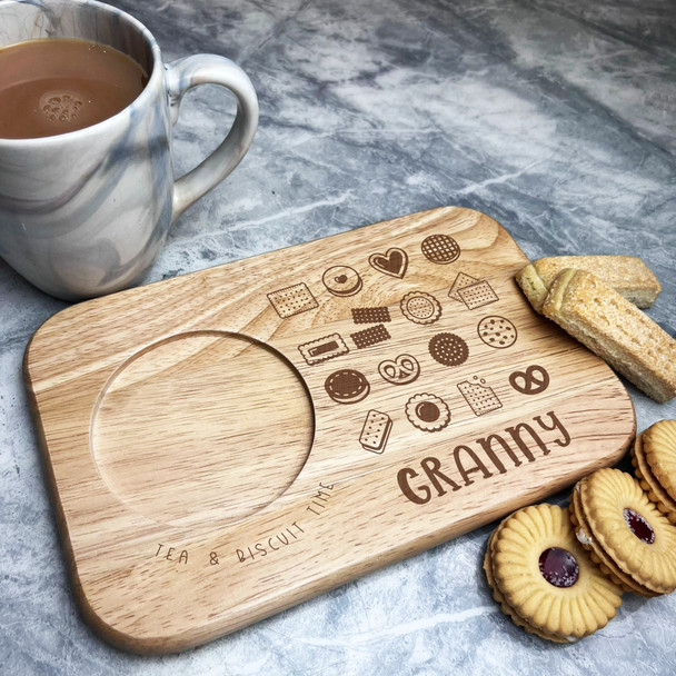 Tea & Biscuit Time Granny Personalised Gift Tea Tray Biscuit Snack Serving Board