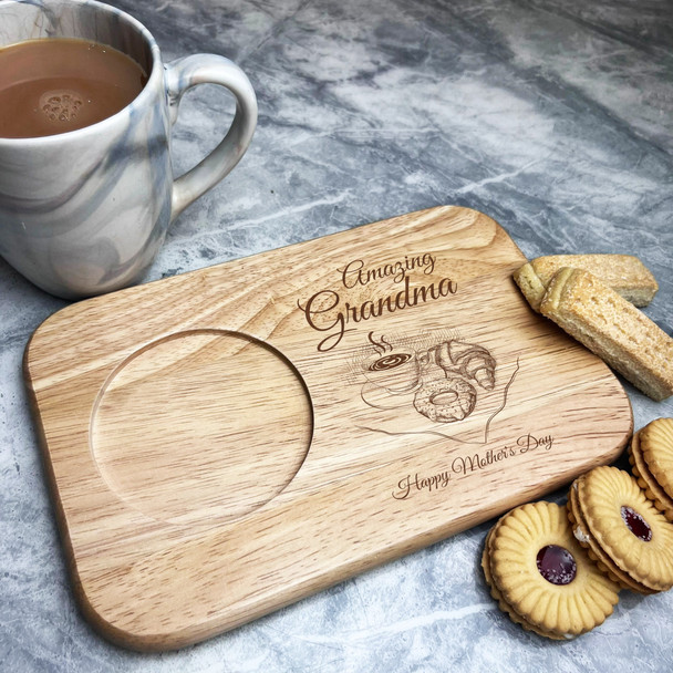 Amazing Grandma Croissant Mother's Day Personalised Gift Tea Tray Biscuit Board