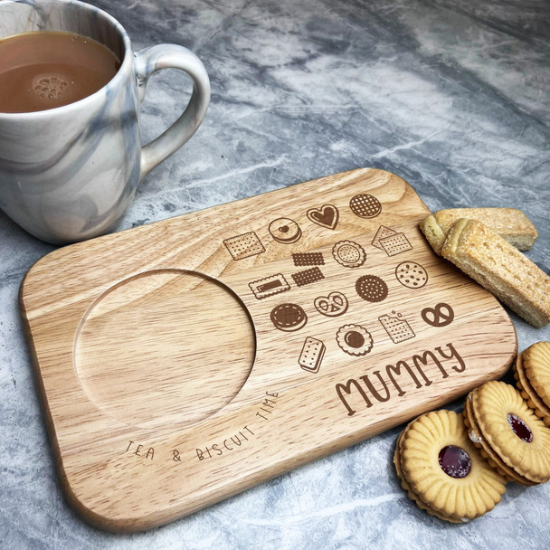 Tea & Biscuit Time Mummy Personalised Gift Tea Tray Biscuit Snack Serving Board