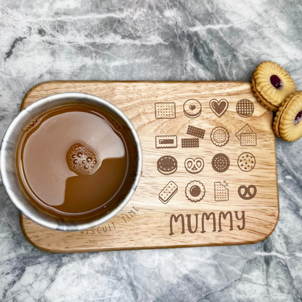 Tea & Biscuit Time Mummy Personalised Gift Tea Tray Biscuit Snack Serving Board