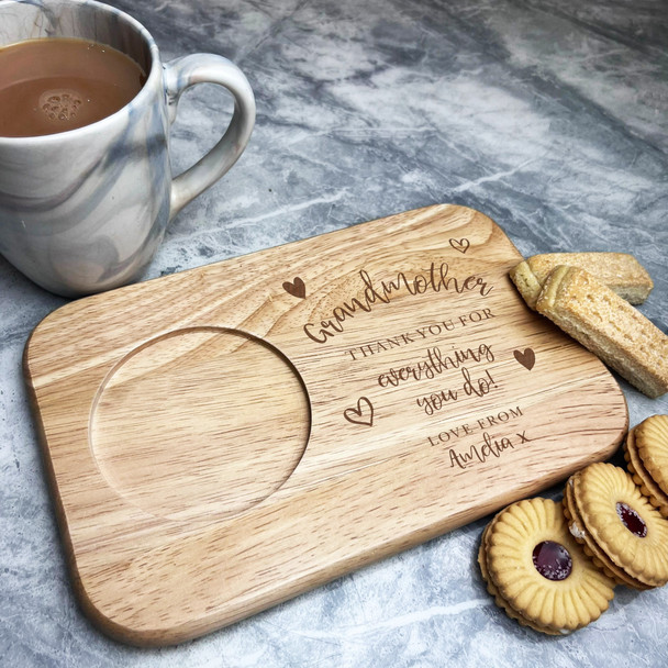 Grandmother Everything You Do Hearts Personalised Gift Tea Tray Biscuit Board