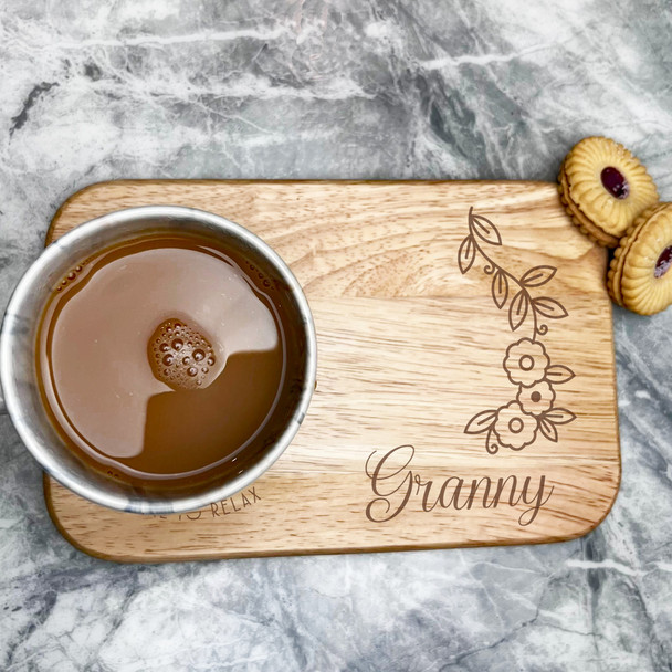 Time To Relax Granny Personalised Tea Coffee Tray Biscuit Snack Serving Board