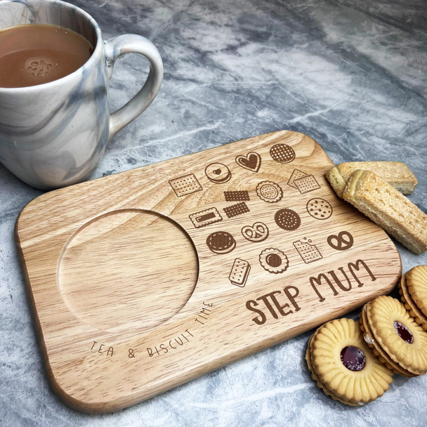 Tea & Biscuit Time Step Mum Personalised Gift Tea Tray Biscuit Serving Board