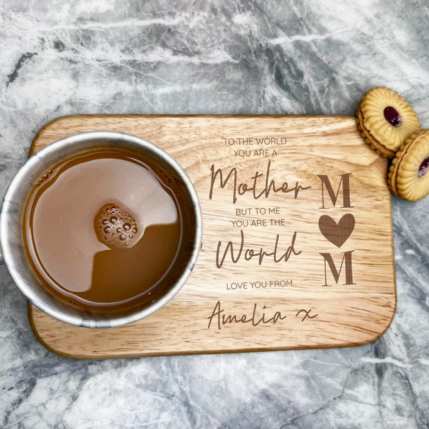 Mum Heart Personalised Gift Tea Coffee Tray Biscuit Snack Serving Board
