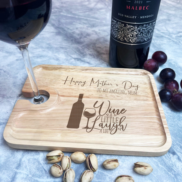 Amazing Mum Laugh A Lot Mother's Day Personalised Gift Wine Holder Nibbles Tray