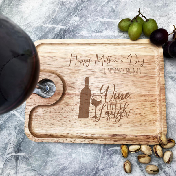 Amazing Nan Laugh A Lot Mother's Day Personalised Gift Wine Holder Nibbles Tray