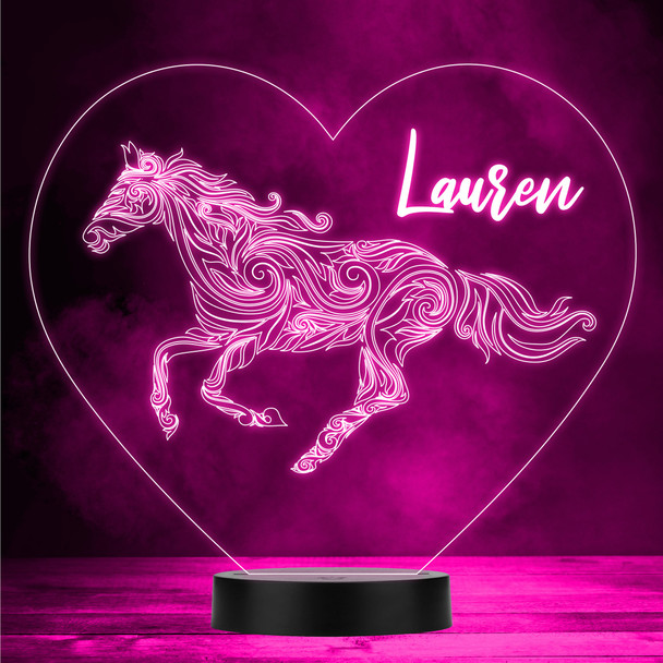 Pretty Pattern Ornament Horse Led Lamp Personalised Gift Night Light